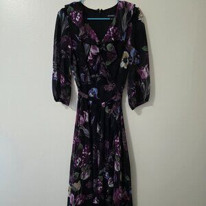 Black and purple floral chiffon dress